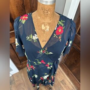 Calvin Klein Floral Faux-Wrap Midi Dress Women’s 10